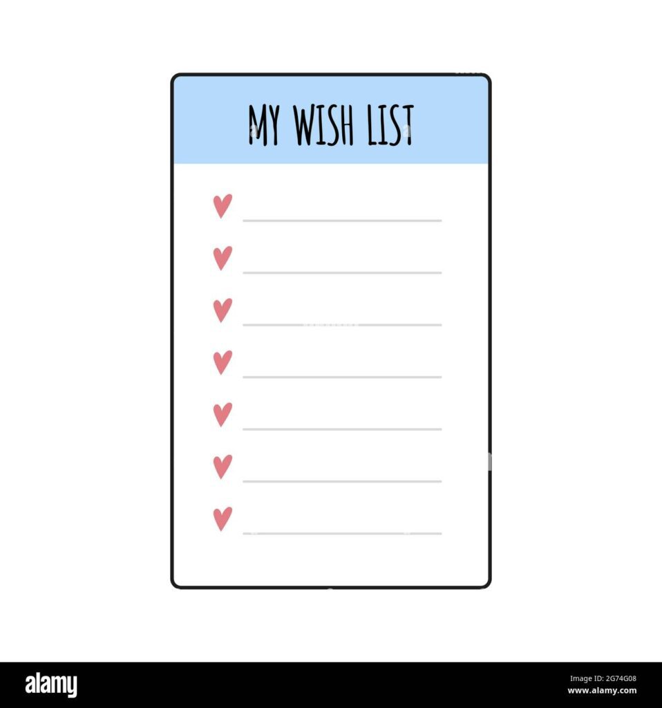 a wish list with heart bullets